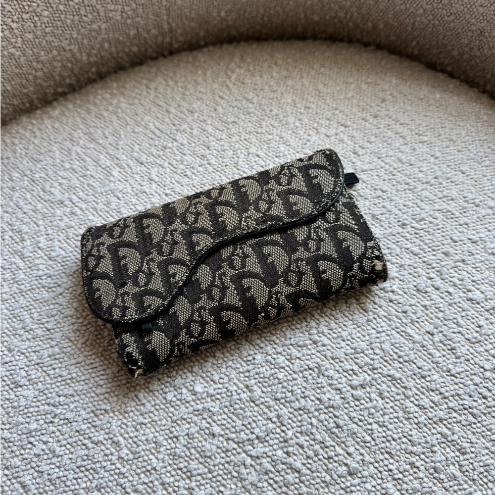 Dior Black and Cream Patterned Wallet